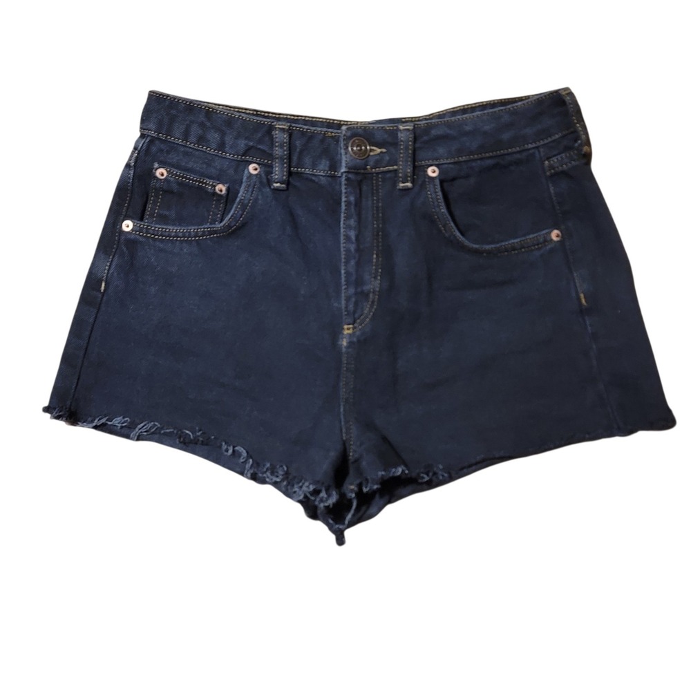 BDG Urban Outfitters Super High Rise Mom Jean Shorts Sz 29 Black Raw Hem Cut Off
